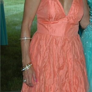 Pink Sleeveless Plunge Midi Sundress for Wedding Guest
